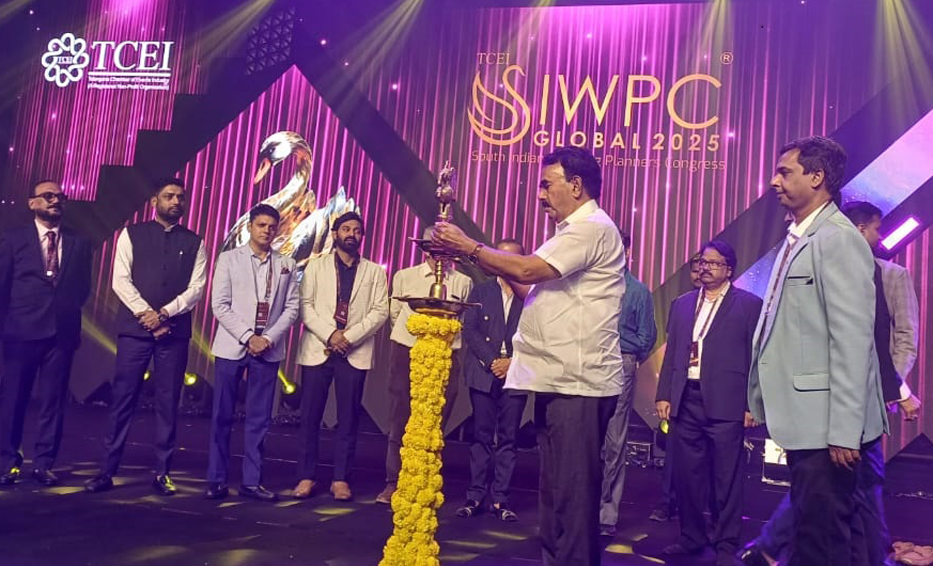 Chief Guest Shri Jupally Krishna Rao, Hon’ble Minister for Tourism & Culture, Government of Telangana; inaugurating the TCEI SIWPC GLOBAL 2025 - the South Indian Wedding Planners’ Congress & TCEI SWAAN Wedding Awards 2025; being hosted by Telangana Tourism & Telangana Chamber of Events Industry (TCEI), today, at Akshaya Convention Centre, Financial District.