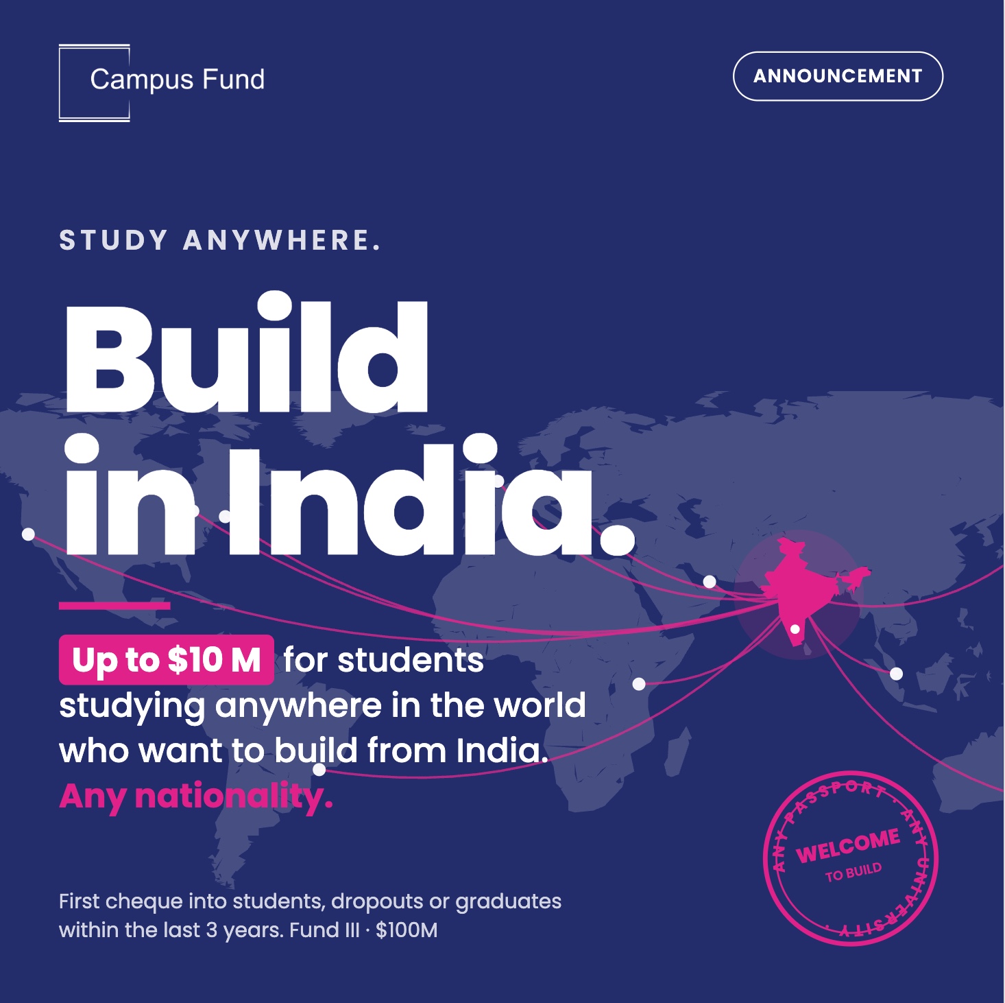 Campus Fund Earmarks $10 Million to Back Young Founders From Around the World Who Choose to Build In India